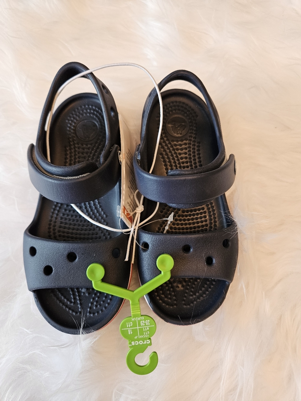 NWT Crocs Kids' Bayaband Sandal - Navy / Pepper - Velcro Strap, Size C 11